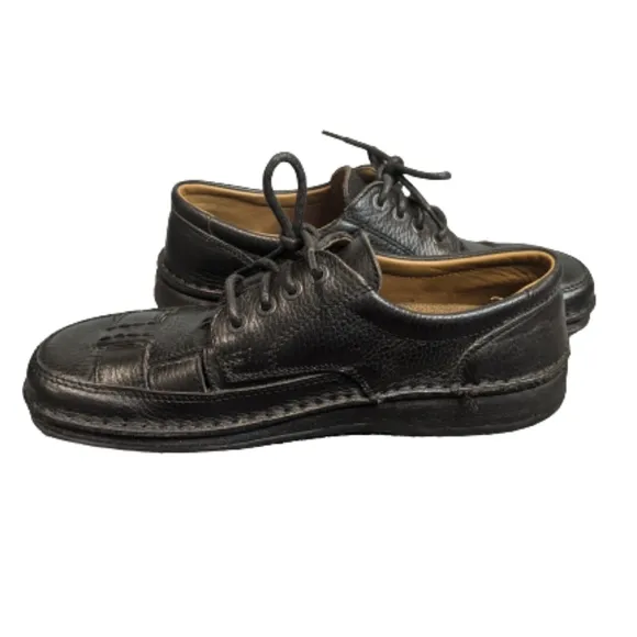 Birkenstock Bodega Black Leather Lace-up Shoes 4…