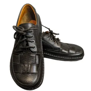 Birkenstock Bodega Black Leather Lace-up Shoes 4…