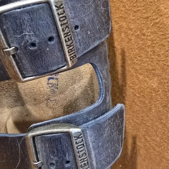 Birkenstock Dark Blue Arizona Midnight Natural Leather sandals shoes 39 8.5
