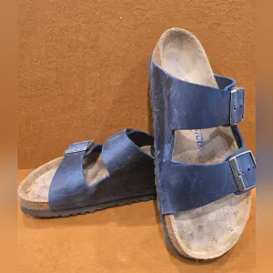 Birkenstock Dark Blue Arizona Midnight Natural Leather sandals shoes 39 8.5