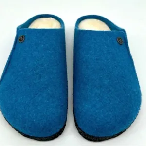 Birkenstock slip on clogs blue clogs faux shearling footbed Birks blue clogs 9