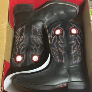 Black Justin Men’s Western Boots with Embroidery Size 9