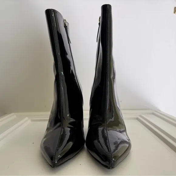 Black Suede Studio Lauren Patent Wedge Ankle Boots size 37 =7