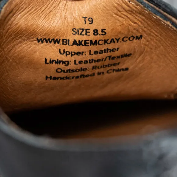 BLAKE MCKAY T9 BLACK LEATHER CAP TOE OXFORD SHOES MEN'S SIZE 8.5 LACE UP ...