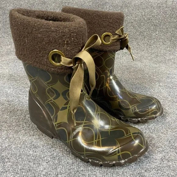 BOGS Becca Swirl Boots 7 Brown Rain Snow Short