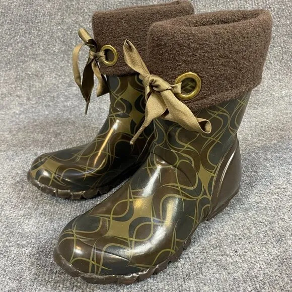 BOGS Becca Swirl Boots 7 Brown Rain Snow Short