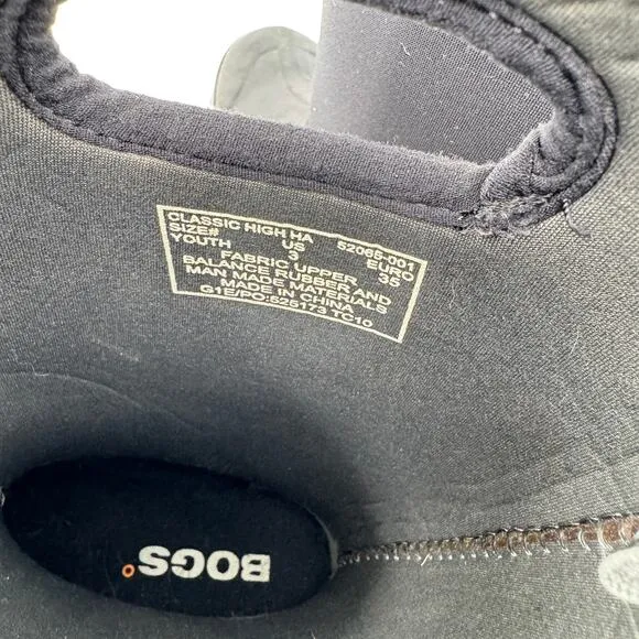 BOGS Kid's Classic High Black Insulated -40F Multi Purpose Snow Boot Size 3