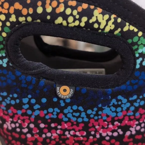 Bogs Multicolor Rainbow Dots Winter Rain Snow Boots Sz 4 Youth