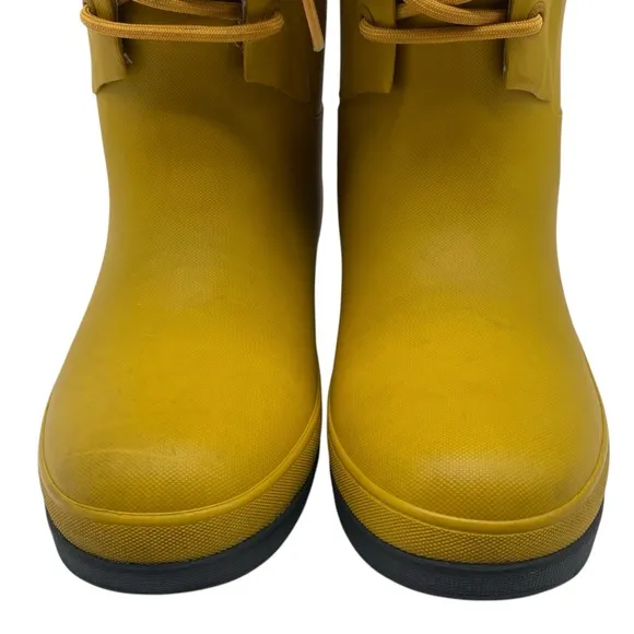 BOGS Womens Shoes Amanda II Lace Up Rain Boots Sz 6 Yellow Rubber Waterproof