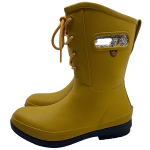 BOGS Womens Shoes Amanda II Lace Up Rain Boots Sz 6 Yellow Rubber Waterproof