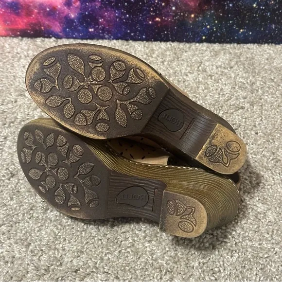 Born Diamond Leather Slingback Wood Clogs Open Toe Sandals Womens Shoes sz 8