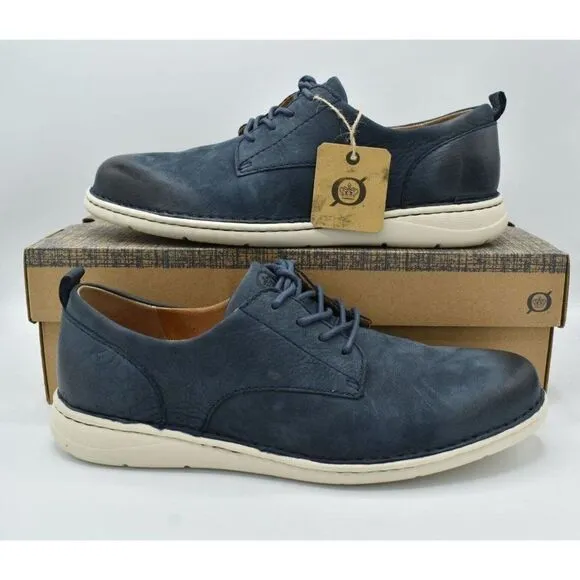 Born Mens Size 12 Todd Navy Blue Nubuck Plain Toe Derby Casual Shoes