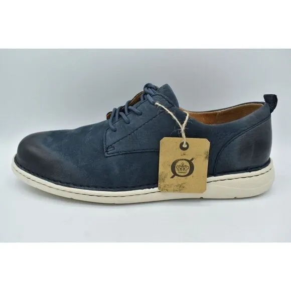 Born Mens Size 12 Todd Navy Blue Nubuck Plain Toe Derby Casual Shoes