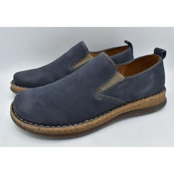Born Mens Size 8 Bryson Dark Blue Distressed Leather Slip On Casual Shoes