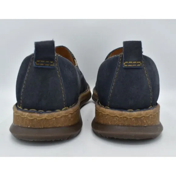 Born Mens Size 8 Bryson Dark Blue Distressed Leather Slip On Casual Shoes
