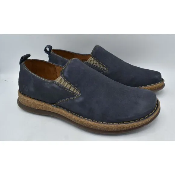 Born Mens Size 8 Bryson Dark Blue Distressed Leather Slip On Casual Shoes