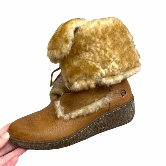 Born Sheep Skin Leather Shearling Chestnut Nome Tall Boots