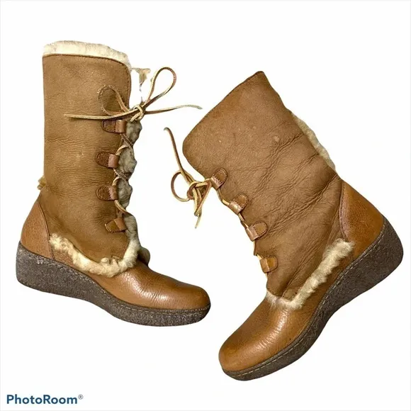 Born Sheep Skin Leather Shearling Chestnut Nome Tall Boots