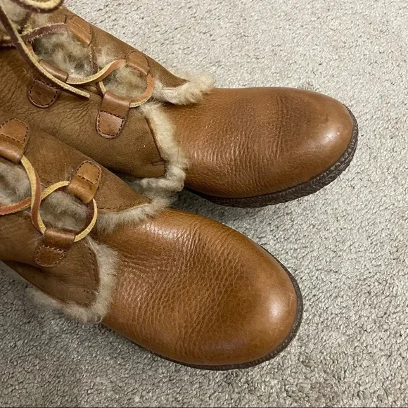 Born Sheep Skin Leather Shearling Chestnut Nome Tall Boots