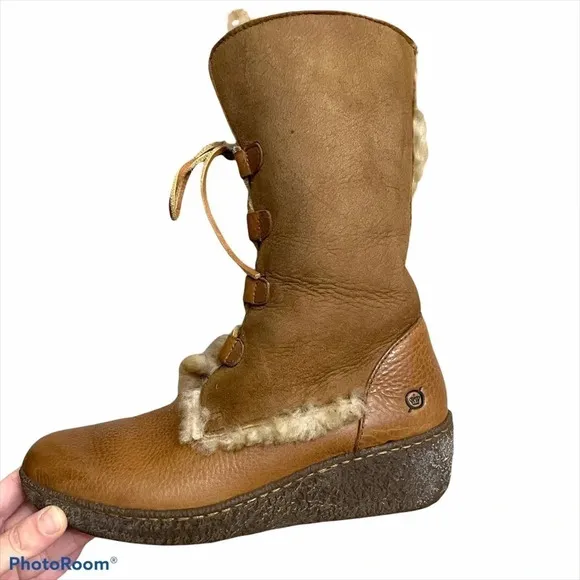 Born Sheep Skin Leather Shearling Chestnut Nome Tall Boots