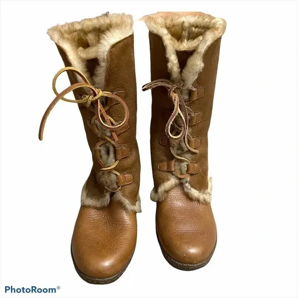 Born Sheep Skin Leather Shearling Chestnut Nome Tall Boots