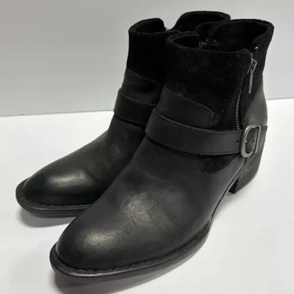 Born Women’s Korita, Black Leather Winter Boots, Size 8 M
