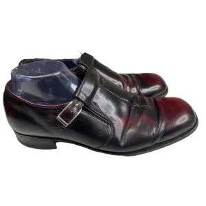 Bostonian Z2038229 Men Maroon Black Leather Square Toe Monk Strap Dress Shoes 10