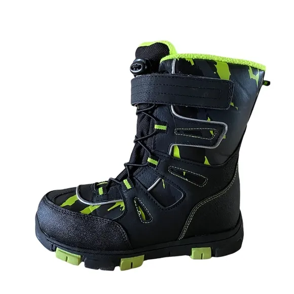 Boys Snow Boots Quest Menace Boys Snow Boot Black Green