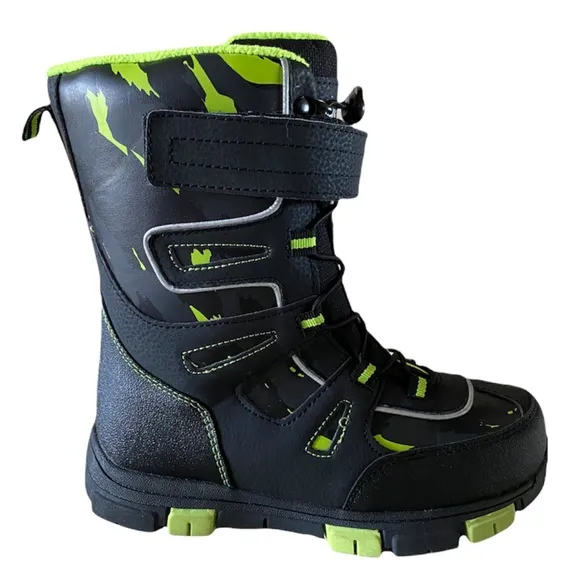 Boys Snow Boots Quest Menace Boys Snow Boot Black Green