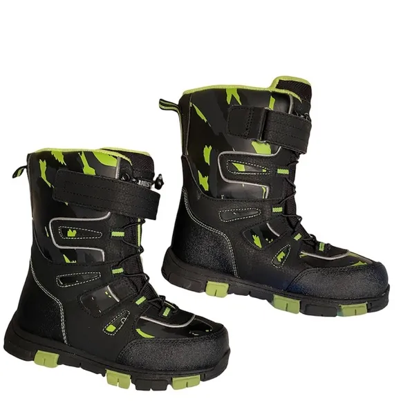 Boys Snow Boots Quest Menace Boys Snow Boot Black Green