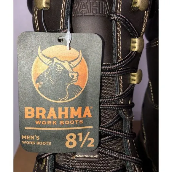 Brahma Men's Koa Brown 8&quot; Steel Toe Work Boots Size 8.5 New In The Box