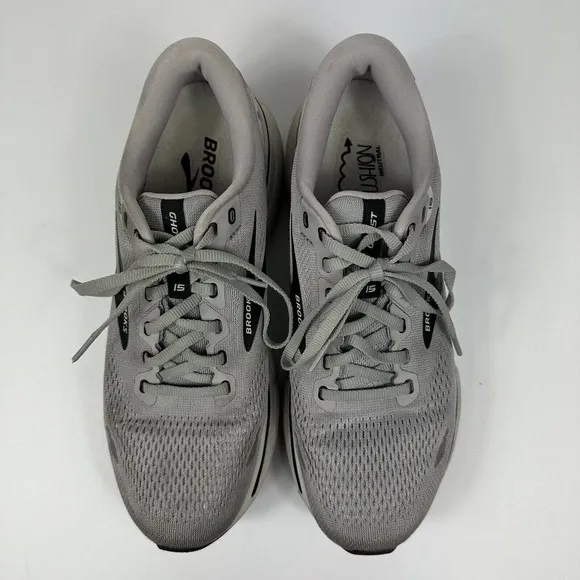 Brooks Ghost 15 Mens 9.5 D Shoes Gray Running Walking Gym Sneaker Cushion