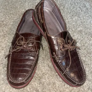 Brown Leather Boat Shoes with Textured Finish