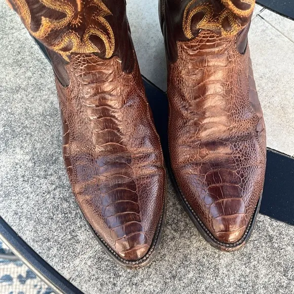 Brown ostrich leg boots from Cuadra