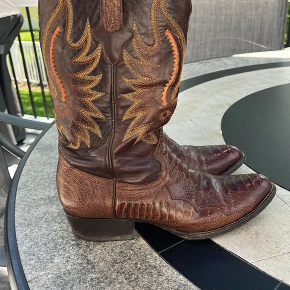 Brown ostrich leg boots from Cuadra
