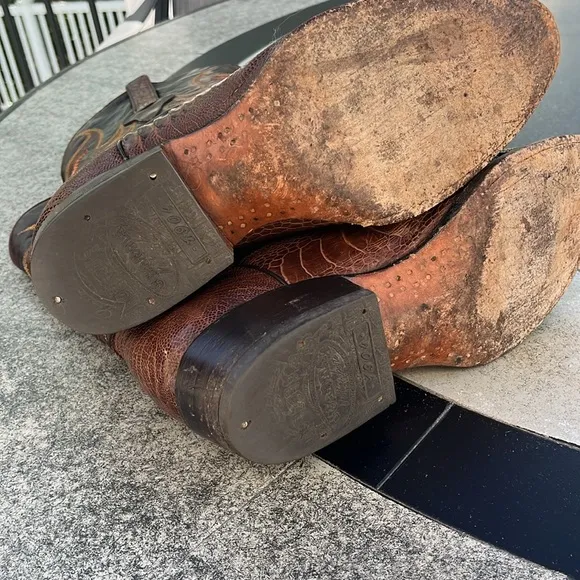 Brown ostrich leg boots from Cuadra