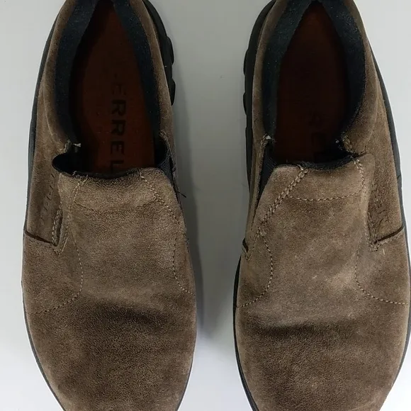 brown suede leather slip on shoes ladies size 7