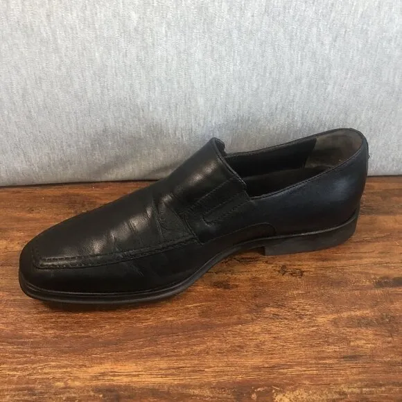 Bruno Magli Raging Loafer Mens Size 7 M Slip On Black Leather Shoes Italy