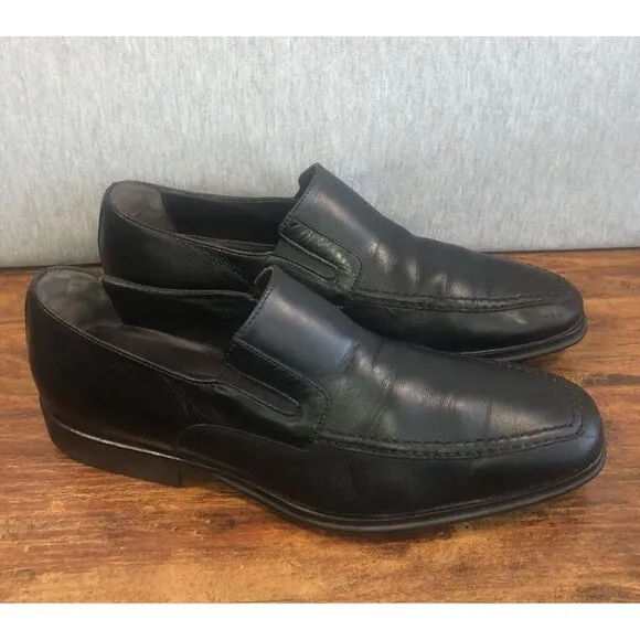 Bruno Magli Raging Loafer Mens Size 7 M Slip On Black Leather Shoes Italy