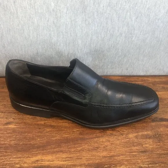 Bruno Magli Raging Loafer Mens Size 7 M Slip On Black Leather Shoes Italy