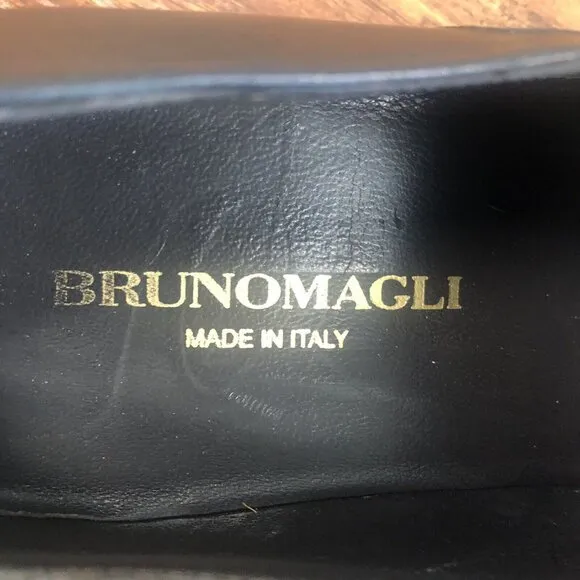 Bruno Magli Raging Loafer Mens Size 7 M Slip On Black Leather Shoes Italy