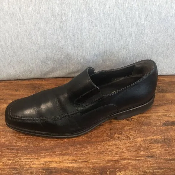 Bruno Magli Raging Loafer Mens Size 7 M Slip On Black Leather Shoes Italy