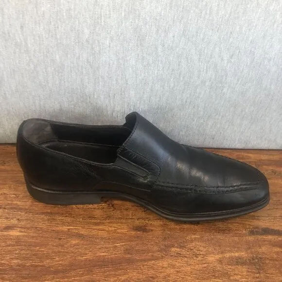 Bruno Magli Raging Loafer Mens Size 7 M Slip On Black Leather Shoes Italy