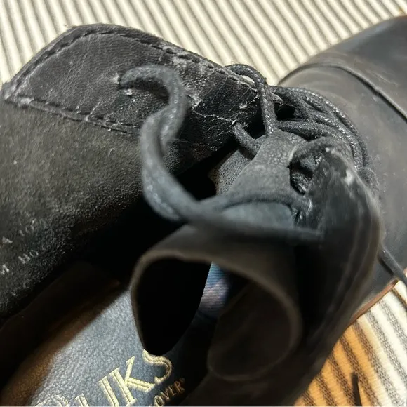 Buks by Walk-over Men’s Oiled Leather Chukka Ankle Boots Black Lace Ups Sz 10.5