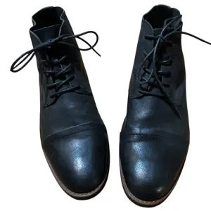 Buks by Walk-over Men’s Oiled Leather Chukka Ankle Boots Black Lace Ups Sz 10.5