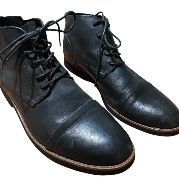 Buks by Walk-over Men’s Oiled Leather Chukka Ankle Boots Black Lace Ups Sz 10.5