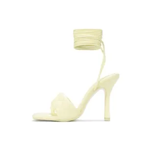 Cape Robbin Motif Stiletto High Heels For Women, Quilted Strappy Shoes With Squ