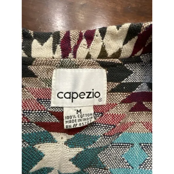 Capezio Western Fringe Rodeo Open Vest Concho Aztec Design Cowgirl Women Size M