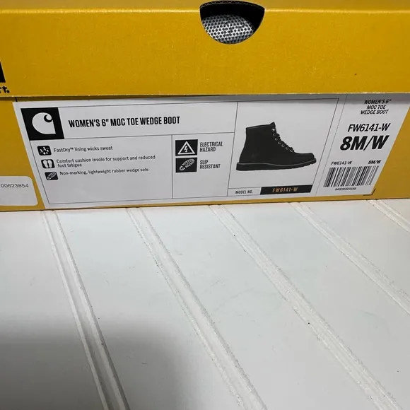 Carhartt 6” moc toe wedge boots black leather women’s size 8 NEW