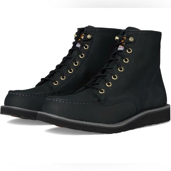 Carhartt 6” moc toe wedge boots black leather women’s size 8 NEW